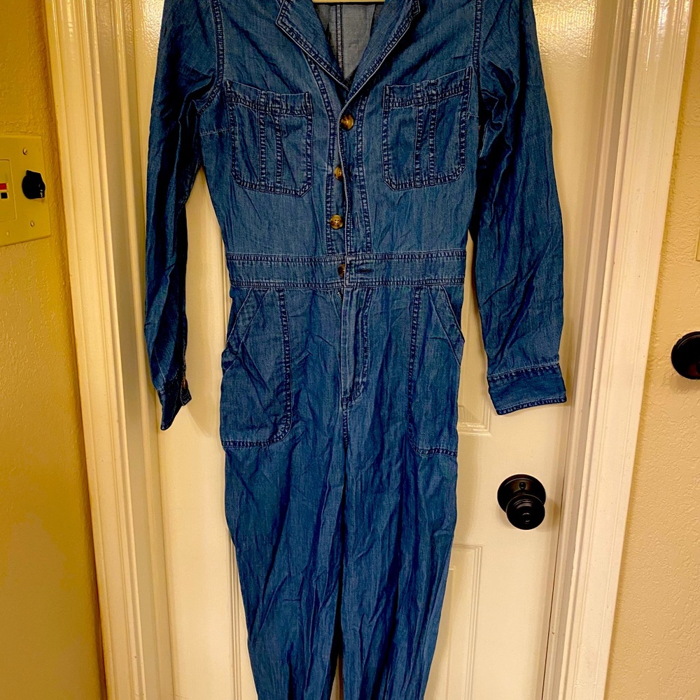 Express denim utility romper XS